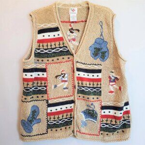 NutCracker Women's Sweater Vest 2X Winter Holiday Hockey Mom Ice Skating Teacher